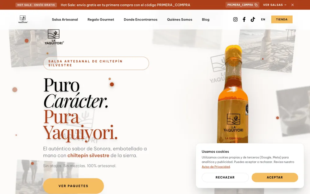 La Yaquiyori — Landing Page & SEO. Landing page de alto rendimiento para tienda en linea de productos artesanales. Diseñada para escalar las capacidades de SEO de la tienda y aumentar el trafico organico.